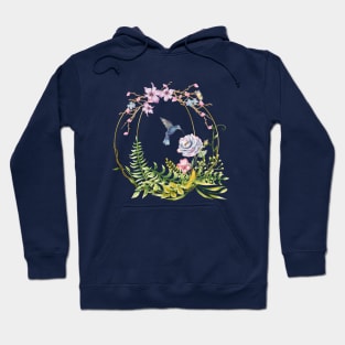 Glittering Golden Floral Hummingbird Terrarium Hoodie